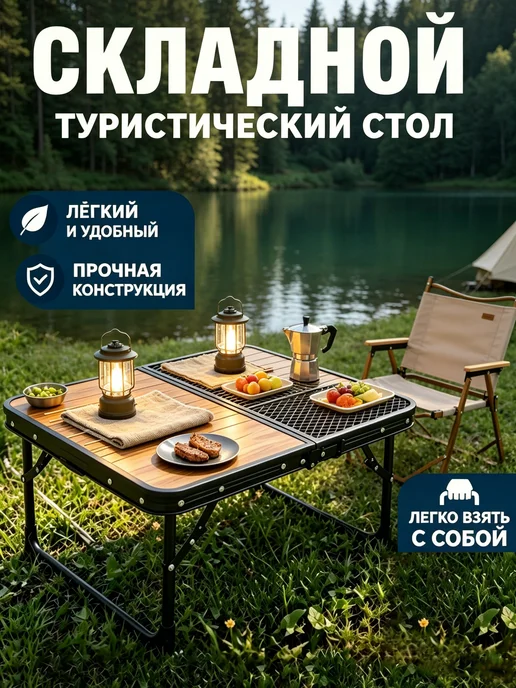 Складной стол быстрой сборки，для рыбалки и пикника, черный, в упаковке 2 кг