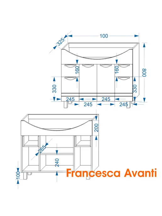 Francesca Avanti Тумба под раковину Доминго 105 (2 ящика), с подсветкой, белый, фото 8