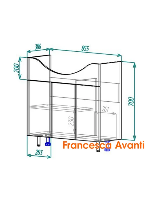 Francesca Avanti Тумба под раковину с подсветкой Доминго 90 белый (3 двери), белый, фото 6
