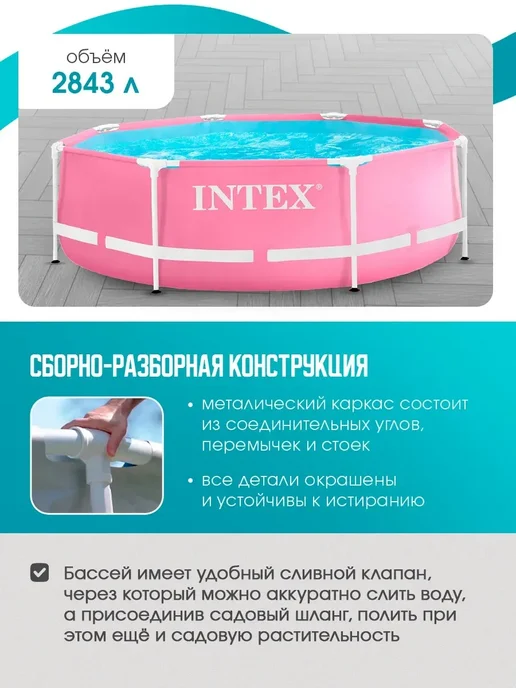Бассейн каркасный, голубой, фото 3