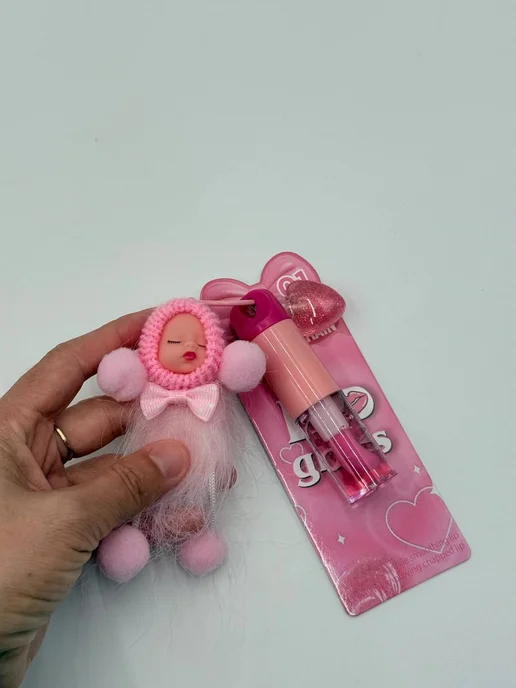 Ранви02 Блеск для губ с милой игрушкой, розовый, фото 8
