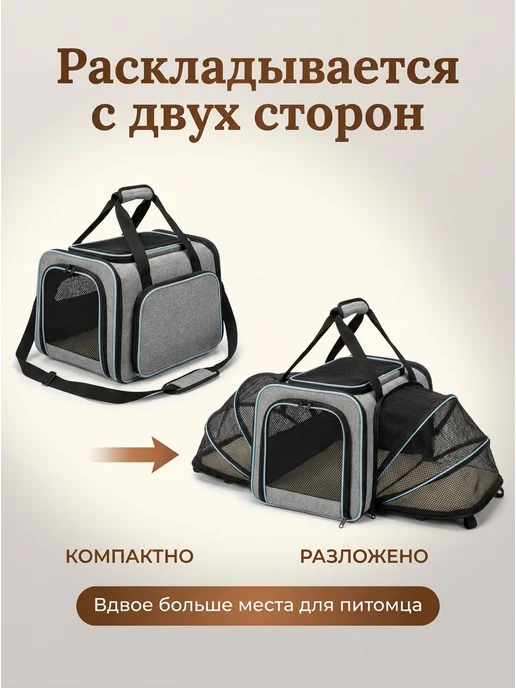 Раскладная переноска для кошек собак большая, синий, фото 2