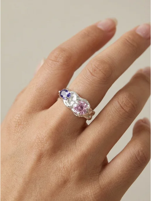 Savik Jewelry Кольцо с камнем безразмерное в позолоте, синий, фото 3