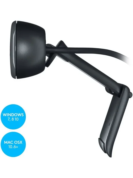 Logitech Веб камера для компьютера с микрофоном, черный, фото 8