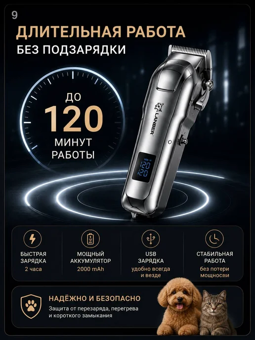 Триммер для собак и кошек машинка для груминга, серый, фото 3