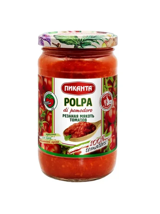 Пиканта Резаная мякоть томатов Polpa, 6 шт х 350 г, 6 шт, 350 г, фото 2