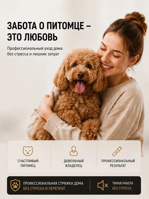 Триммер для собак и кошек машинка для груминга, бежевый, фото 8
