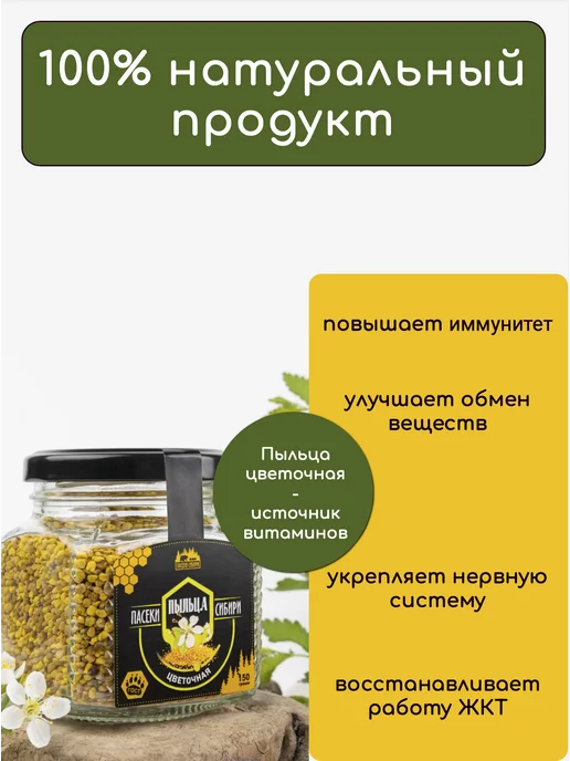 Пасеки Сибири Пыльца пчелиная натуральная 150г, сбор 2026, 150 г, фото 2