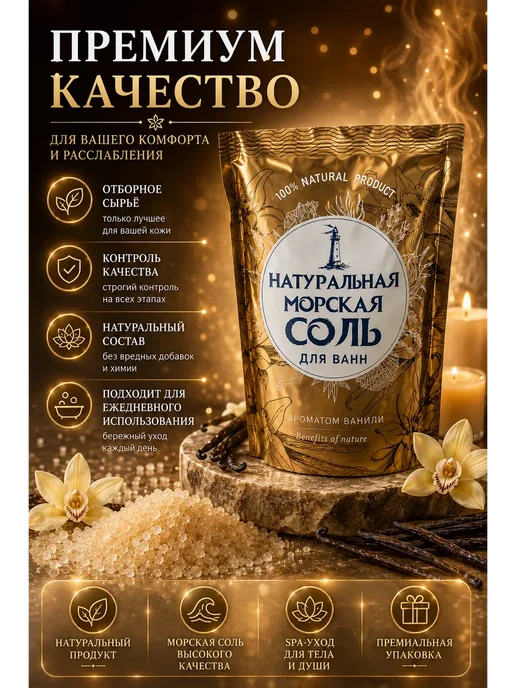 ДанАн Морская соль для ванны ароматическая с ароматом ванили, вариант, фото 3