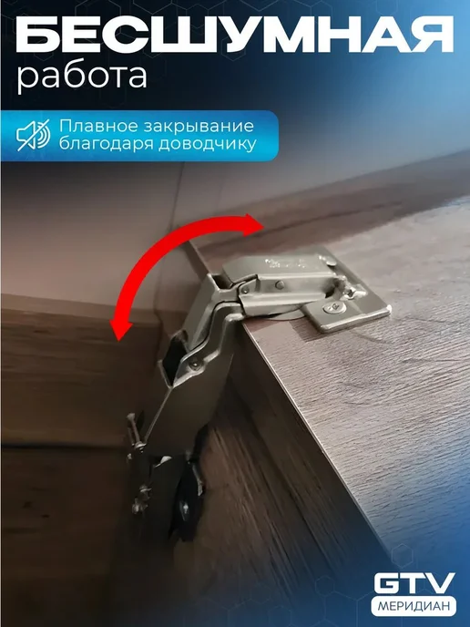 GTV Петля мебельная с доводчиком для кухни угловая 165° 2 шт, 2 шт, в упаковке 264 г, фото 2