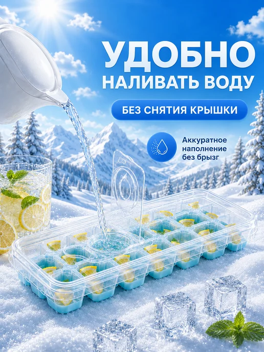Форма для льда с крышкой силиконовая ледница набор 2шт, 2 шт, фото 5