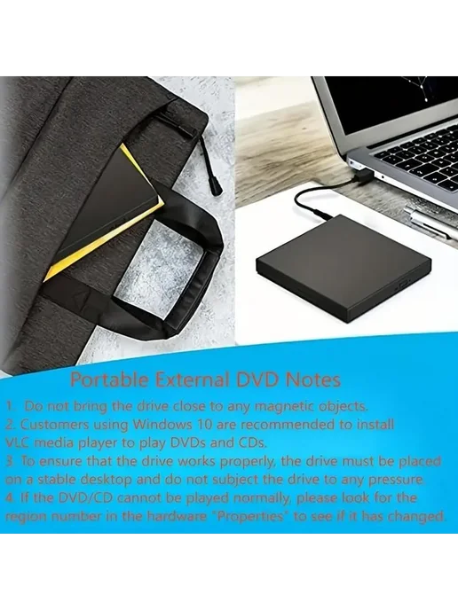 Внешний привод CD-DVD, USB 2.0, тонкий переносной внешний, вариант, фото 5