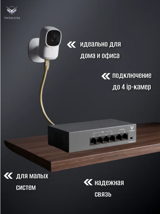 Титанум PoE-коммутатор для видеонаблюдения ТМ042-02, титан, фото 3