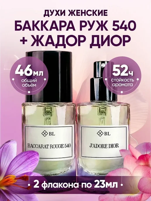 BREEZE LAND Набор духов женских 2 шт по 23 мл Баккарат 540 и Жадор Диор, 2 шт, 23 мл