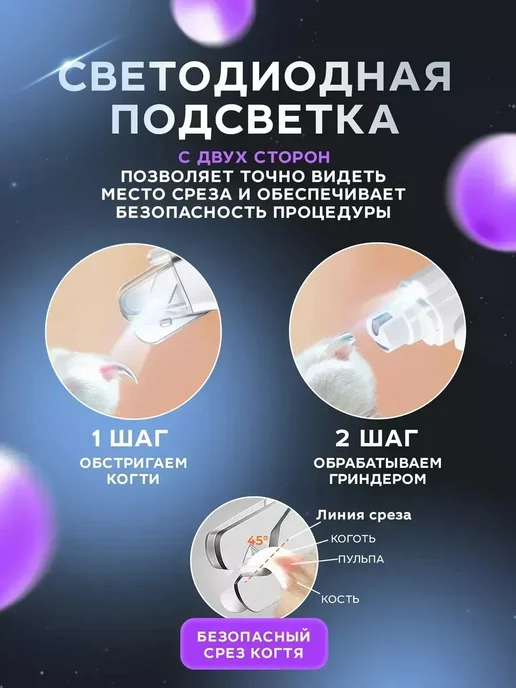 когтерезка с гриндером для кошек и собак, белый, фото 4