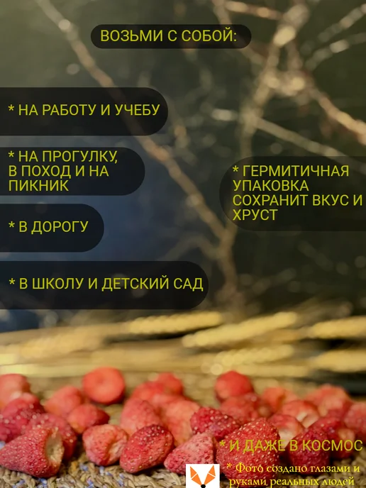 ЛИСИЦЦА Сублимированная клубника сушеная натуральная 50 гр, 100 г, фото 4