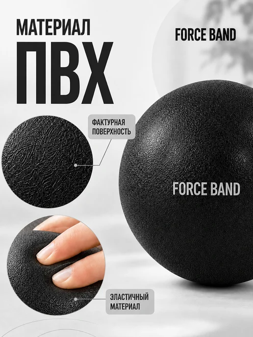 FORCE BAND Мяч для пилатеса и фитнеса 25 см Антивзрыв, черный, фото 3