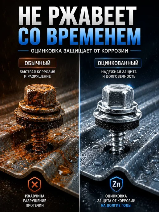 Нет бренда Саморез кровельный 5,5х19 шоколад RAL 8017 EPDM 300 шт, 4.8x29, 300 шт, фото 4
