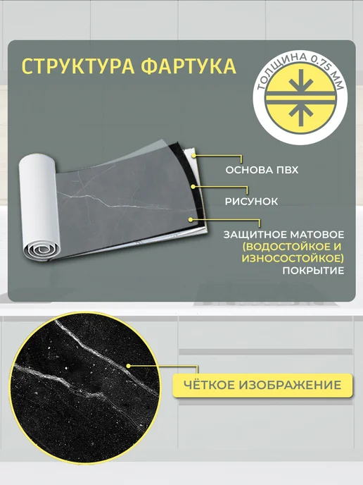 Adamar Group Фартук кухонный пластиковый на стену панель ПВХ 3000х600, 4000x600, фото 3