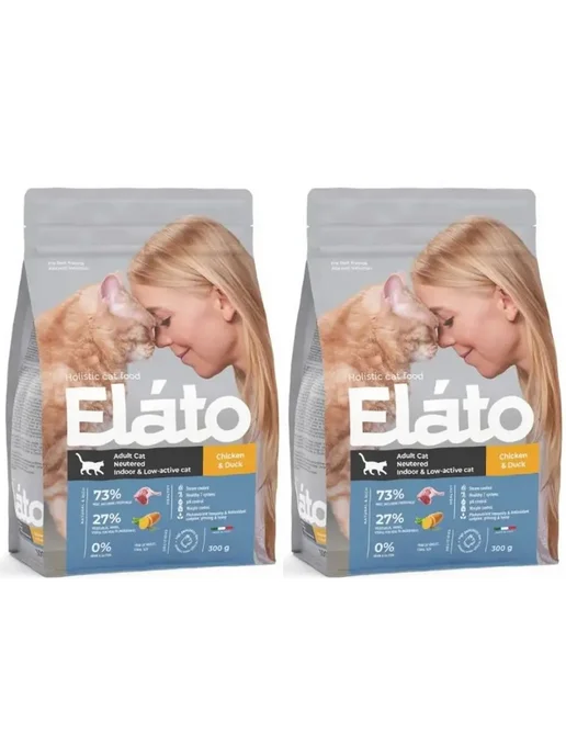 Сухой корм Elato Малоактивных Кошек для собак, стерилизованные, 0,3 кг