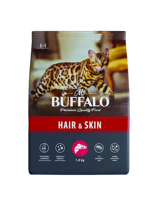 Сухой корм mr Buffalo Кошки Hair для собак, лосось, 1,8 кг