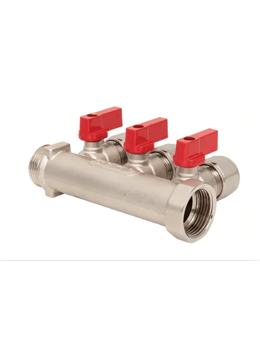 AQUALINK Коллектор резьбовой с кранами и евроконусом FM 3 4", 16x3, 16x3, фото 3