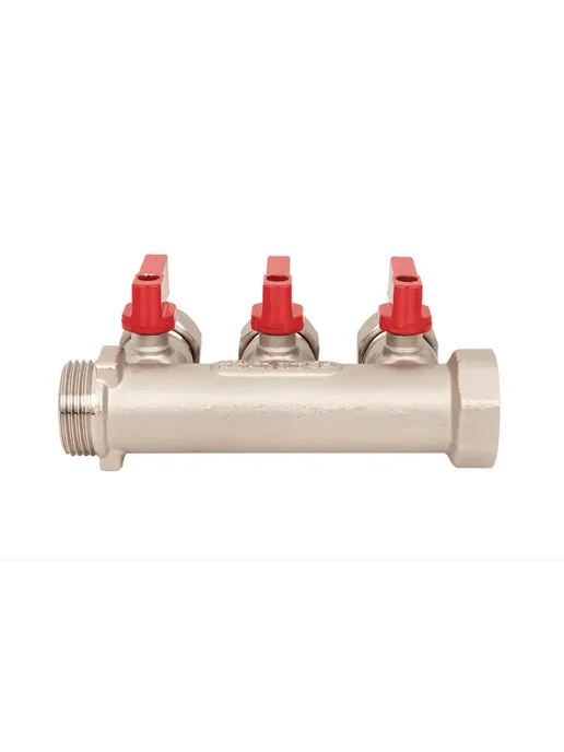 AQUALINK Коллектор резьбовой с кранами и евроконусом FM 3 4", 16x3, 16x3, фото 5
