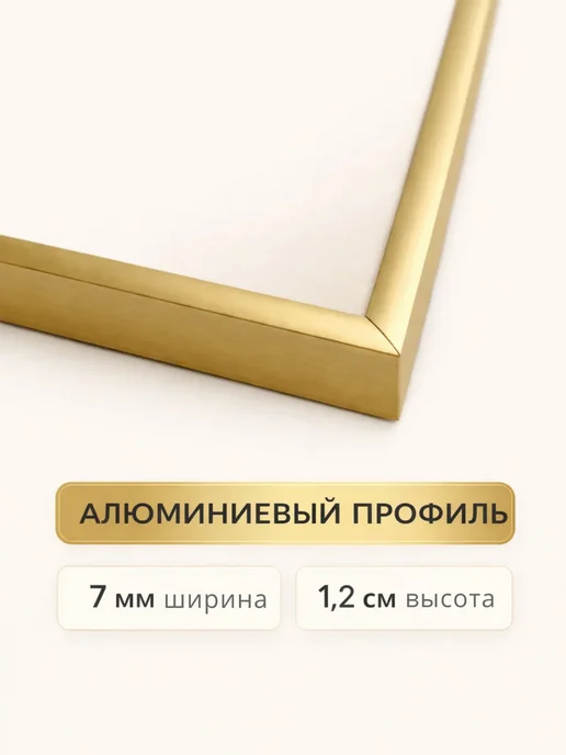 ЗеркалоОК Фоторамка 50х70 см на стену алюминиевая, золотистая, 50x70 см, фото 3