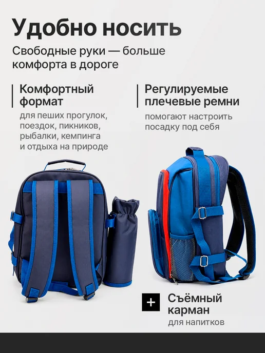 OSPREY FISHING Набор походной посуды в рюкзаке для похода, пикника, синий, 16 шт, фото 4