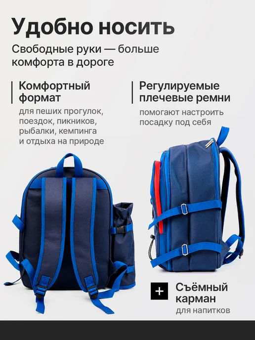 OSPREY FISHING Набор походной посуды в рюкзаке для похода, пикника, синий, 29 шт, фото 4