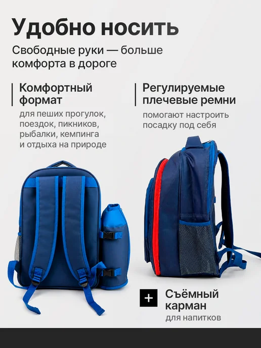 OSPREY FISHING Набор походной посуды в рюкзаке для похода, пикника, синий, 28 шт, фото 3