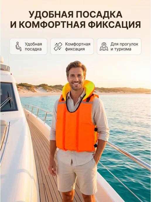 Жилет спасательный туристический, оранжевый, фото 5