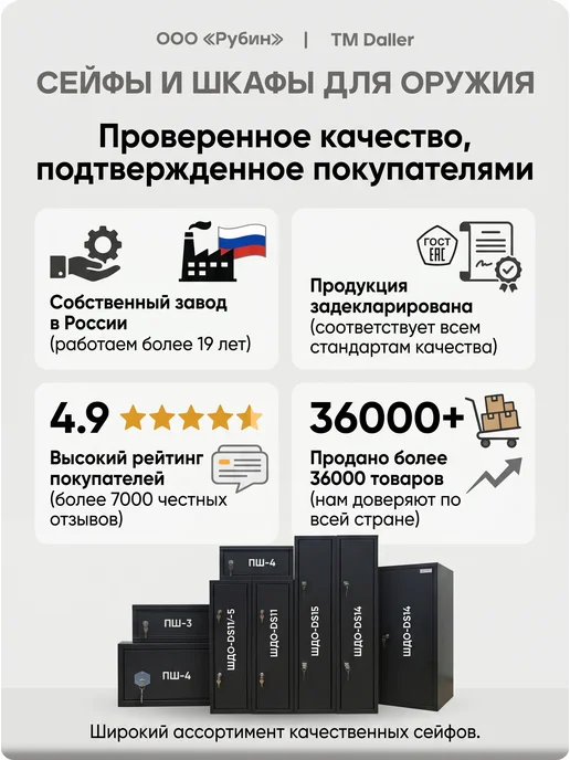 DaLLeR Сейф мебельный для денег, документов, оружия металлический, черный, фото 7