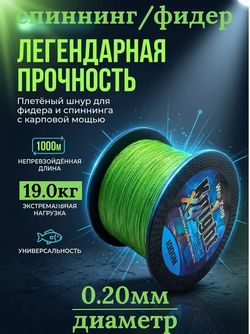 Твой мир рыбалки Плетенка для рыбалки, зеленый