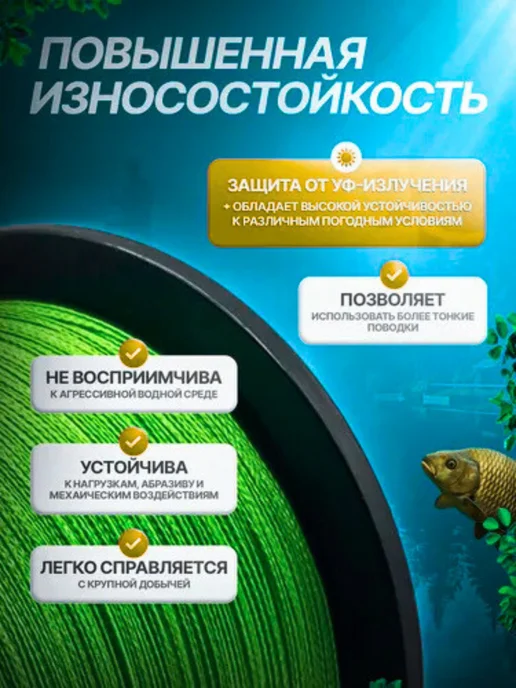 Твой мир рыбалки Плетенка для рыбалки, зеленый, фото 5