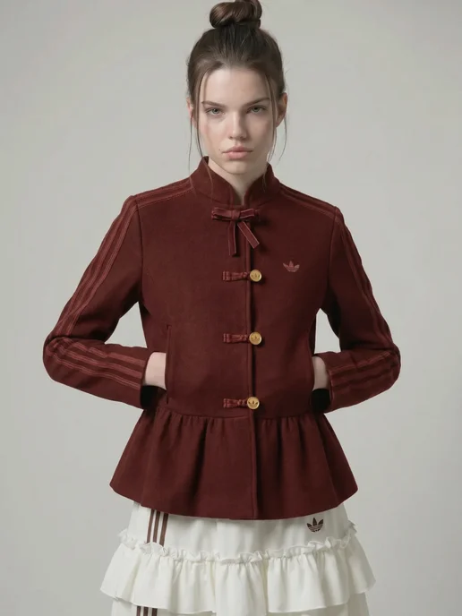 Нет бренда Жакет Adidas Chinese женский черный, красный, фото 8