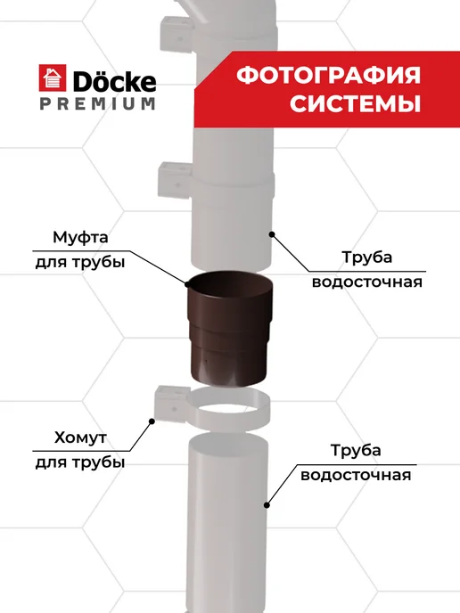 Docke Муфта трубы соединительная Premium (Шоколад) - 2 шт, 2 шт, фото 4