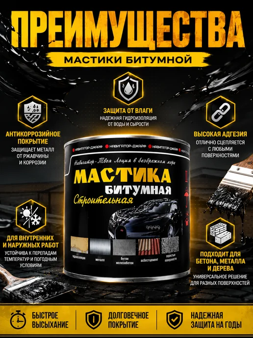 Мастика битумная строительная 1.8 кг, 1,8 кг, фото 2