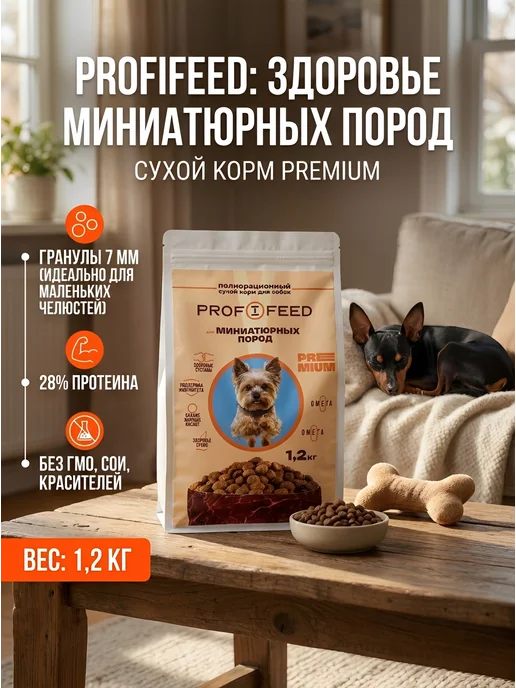Сухой корм Profifeed для собак, мелкие, 1,2 кг, фото 2