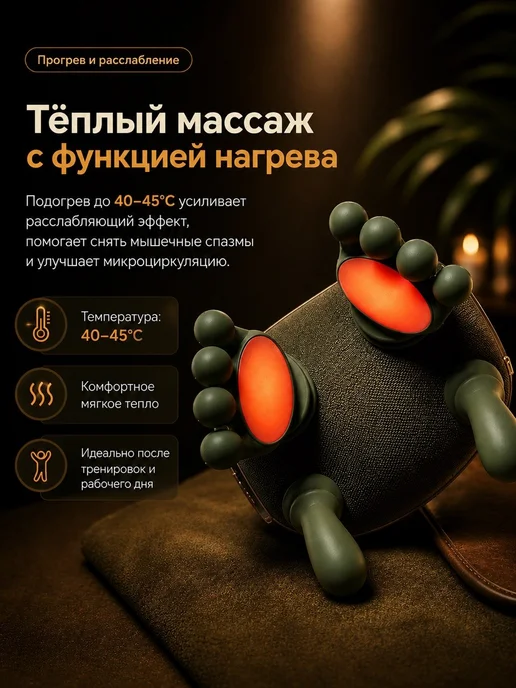 Массажер(Руки) для шеи и плеч с подогревом, зеленый, фото 2