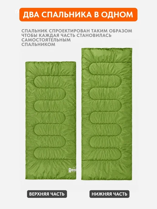 REMINGTON synergy world Спальный мешок двухместный Remington Family 200 Green, зеленый, фото 2