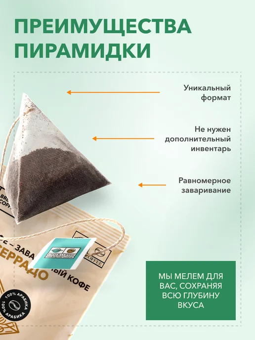 CHAI&COFFEE Кофе Брюд Бразилия Серрадо (молотый) 20 саше по 10 г, 10 г, фото 8