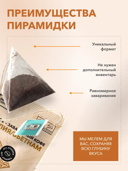 CHAI&COFFEE Кофе Брюд Бразилия Вьетнам 20 саше по 10 г, 10 г, фото 8