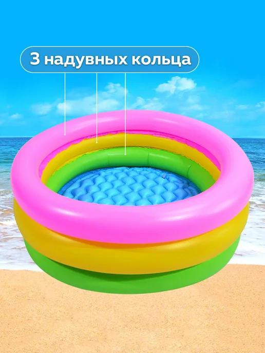 Бассейн надувной детский, зеленый, фото 2