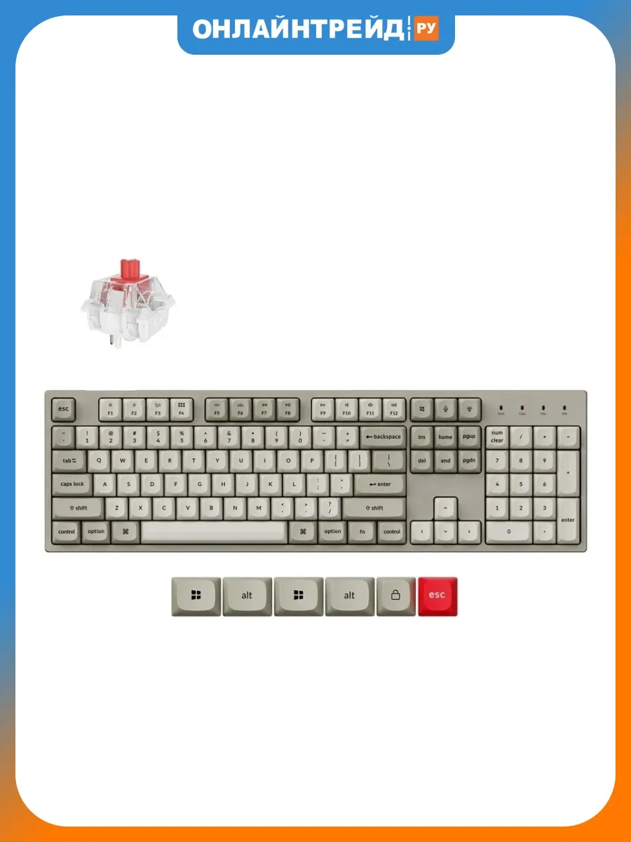 Keychron Клавиатура C2 Pro 8K, Red Switches, проводная, Retro