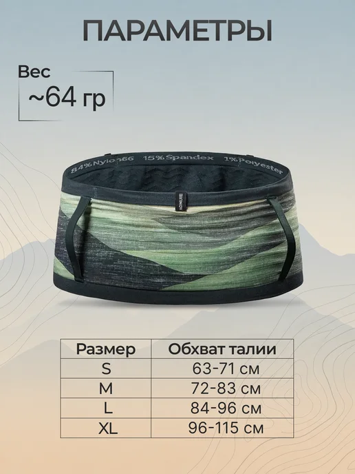 Aonijie Поясная сумка для бега с мягкой флягой 250 мл, зеленый, фото 2