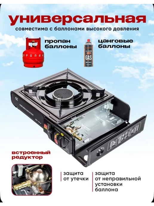 AFKA_SNOVA газовые плитки, горелки и нагреватели Газовая плита туристическая с пьезоподжигом, черный, фото 4