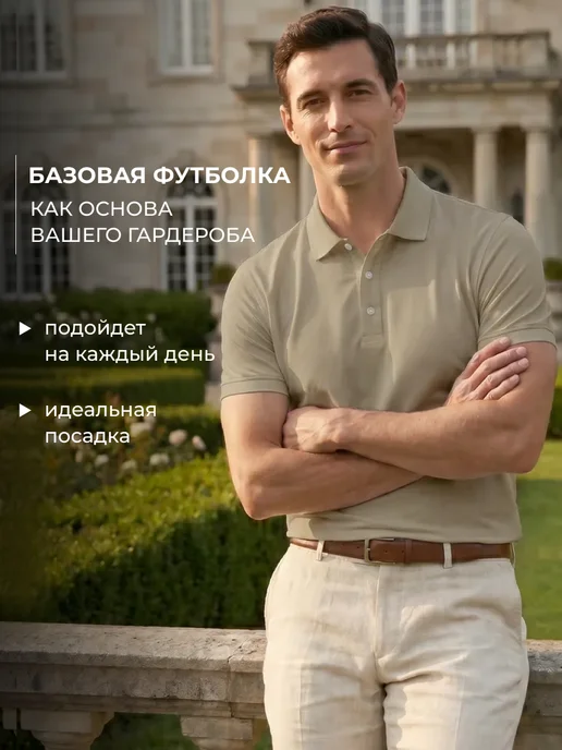 Футболка поло с коротким рукавом, бежевый, фото 2