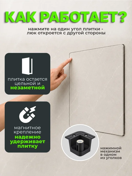 Угловое магнитное крепление для люков под плитку, вариант, фото 3