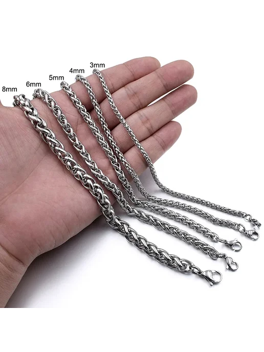 gokadima Цепочка из нержавеющей стали, 70 см, wheat chain 4mm, серый, фото 3